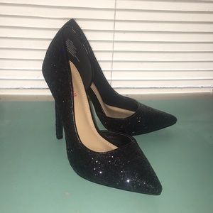 Black sparkle heels